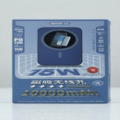 Remax RPP-65 10000mAh 15W Magnetic Wireless Charging Power Bank