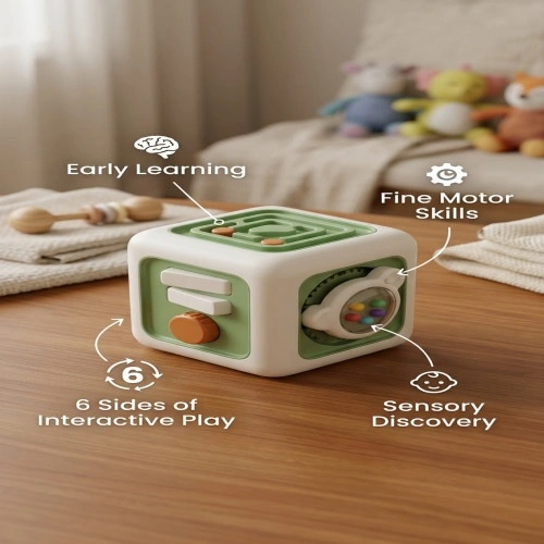 Busy Ball 6-in-1 Sensory Activity Cube Toy for Toddlers & Infants