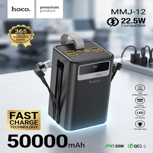 Hoco MMJ-12 50000mAh Power Bank with 22.5W Fast Charging & LED Display
