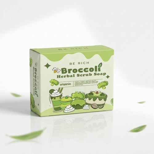 Be Rich Broccoli Herbal Scrub Soap - Organic Brightening Body Soap 35gm