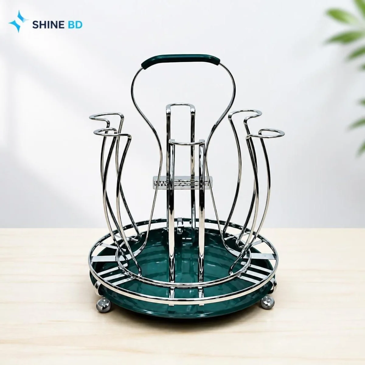 6 Hook Metal Glass Stand Silver color