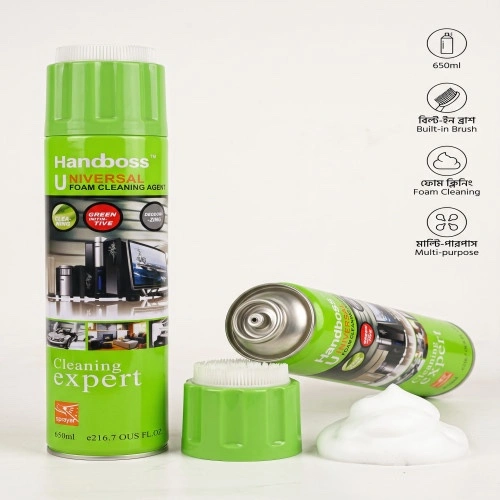 Handboss Universal Foam Cleaning Agent with Built-in Brush (650ml) - Multi-Purpose Cleaner for Computer, Laptop, Car Interior & Sofa