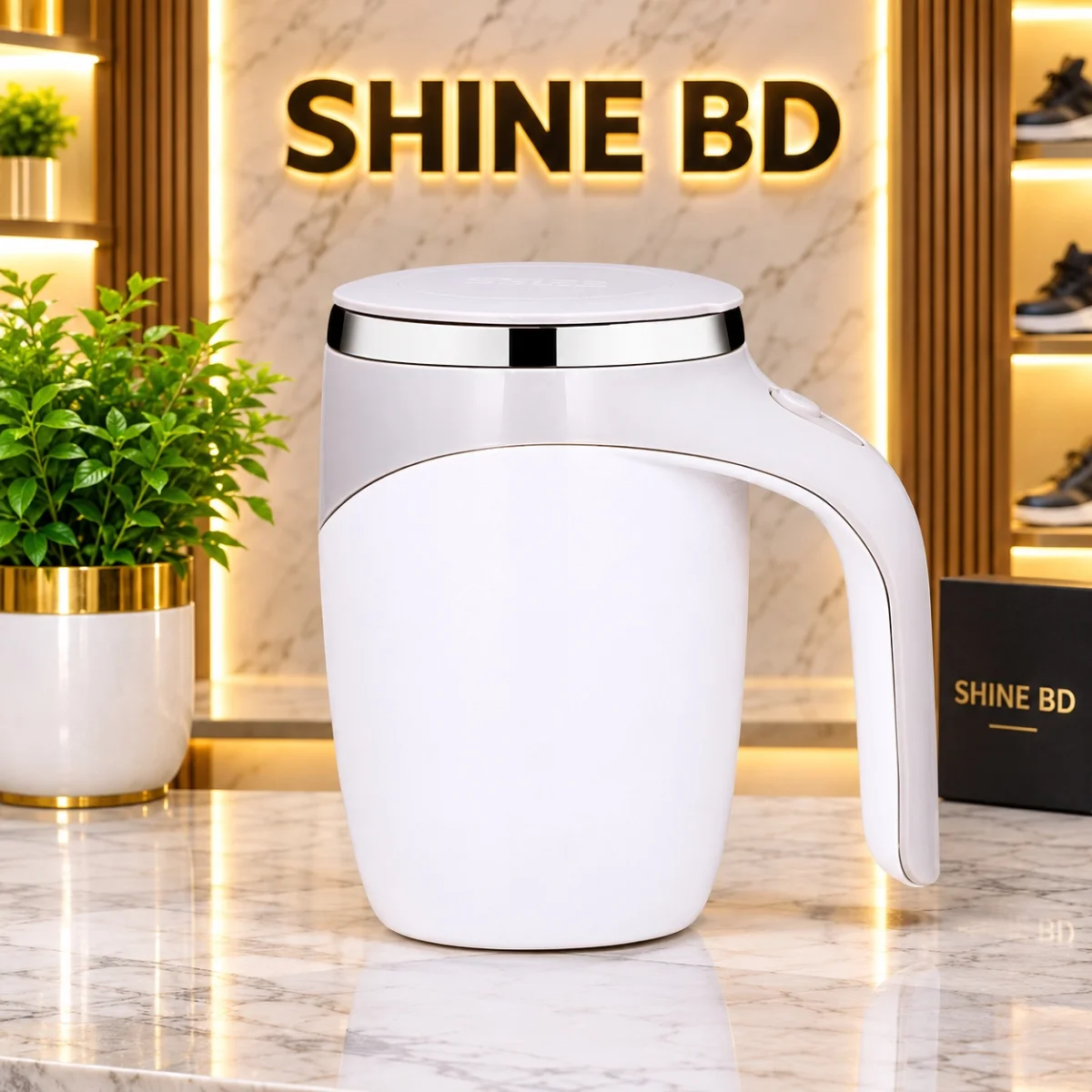 Stainless Steel Self Magnetic Stirring Cup Coffee Mug 380ml