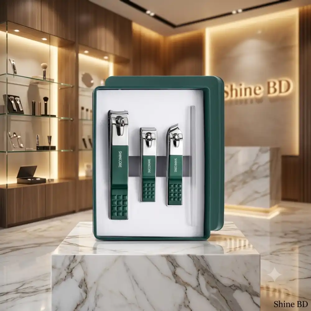 Clipper Nail Clipper with Glass file 4 Pcs set for men women adult nail cutter set for Thick Toenails & Nails (GREEN Set of 4 with Box)