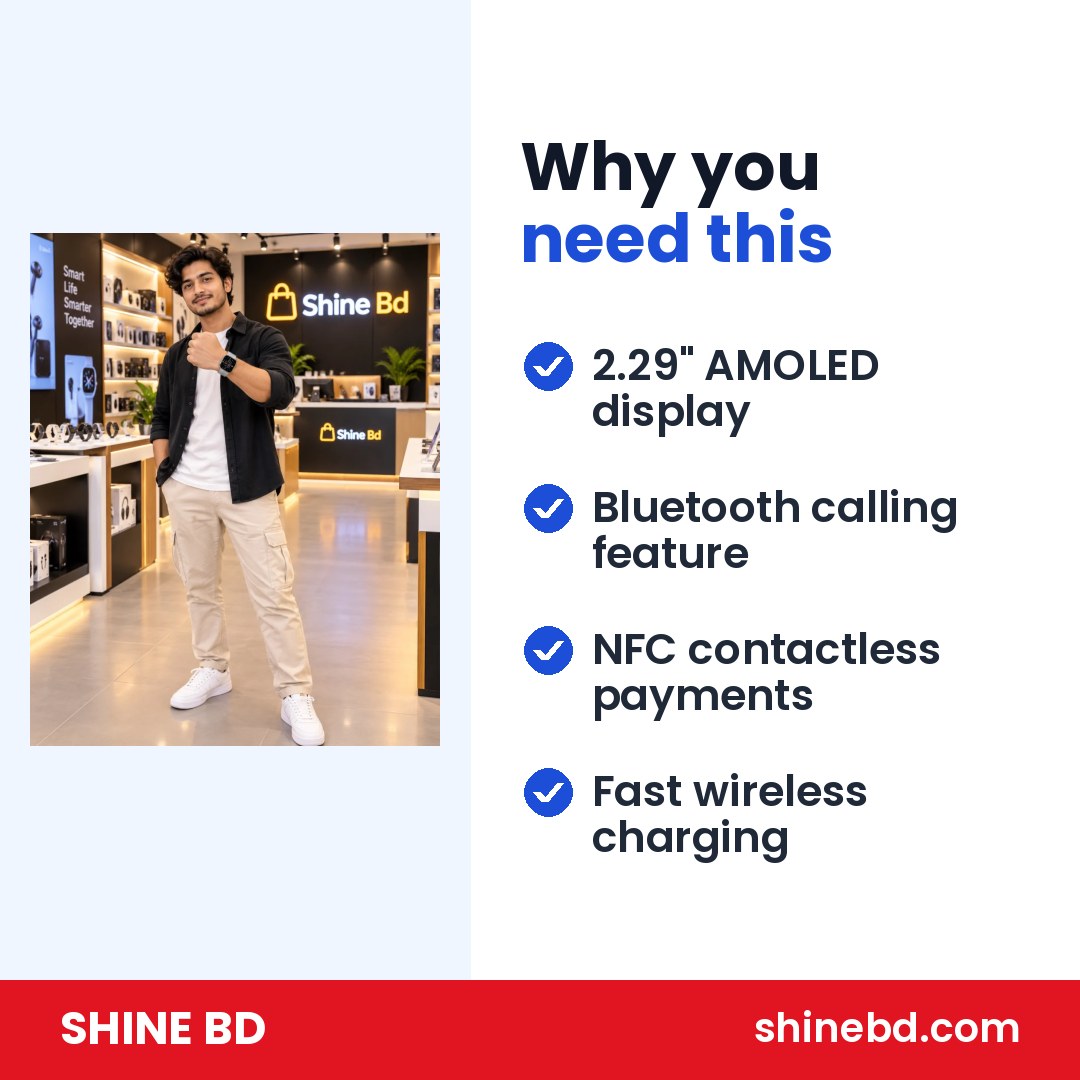 S12 Max Ferefit Smart Watch – Ultra 2.29″ AMOLED | NFC Access | Bluetooth Calling | Fast Wireless Charging