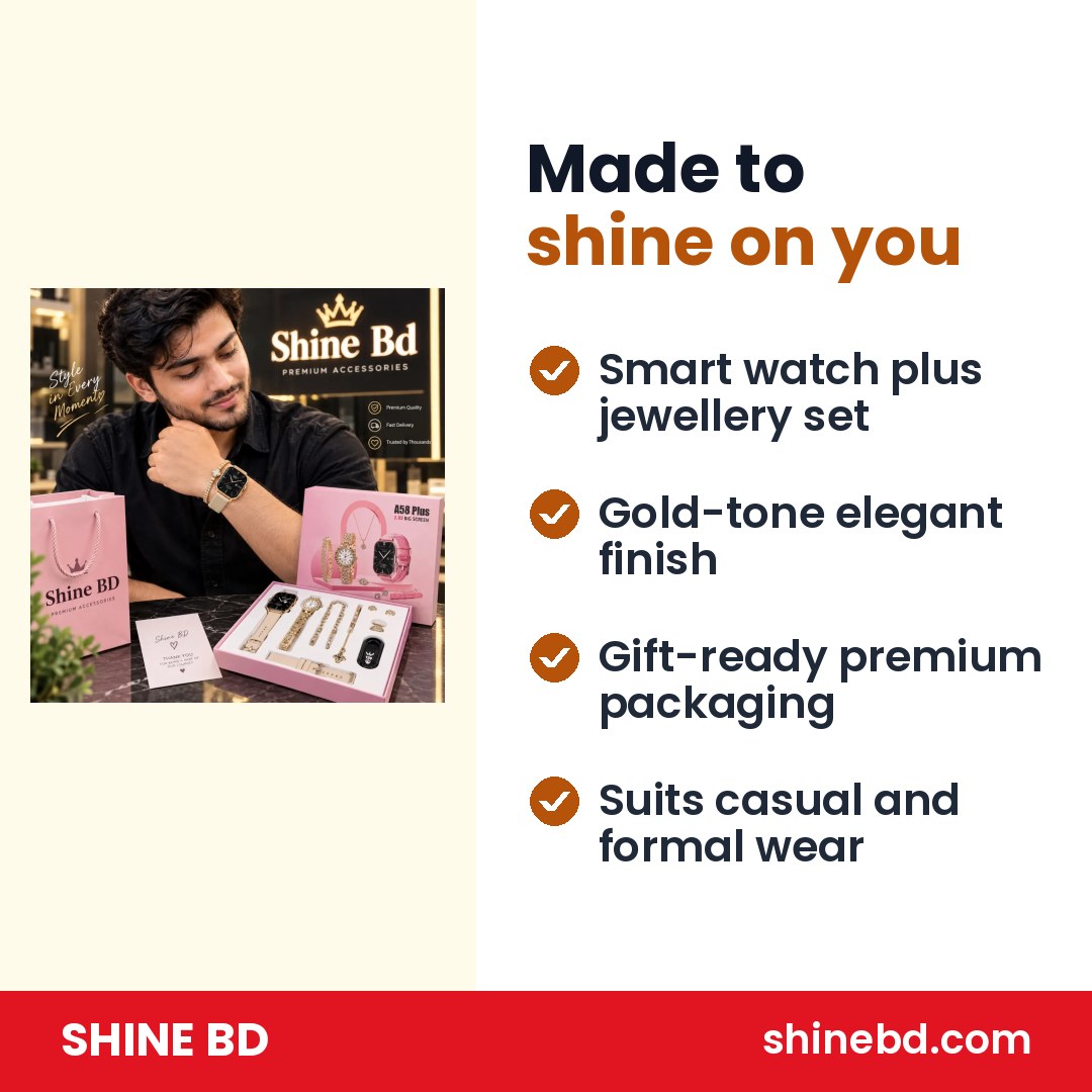 A58 Smart Watch & Jewellery Combo – Premium Gift Set ✨