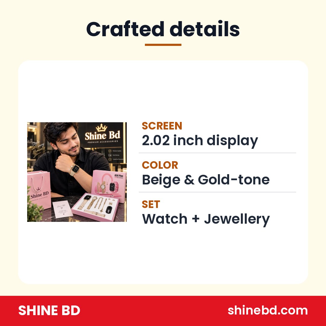 A58 Smart Watch & Jewellery Combo – Premium Gift Set ✨