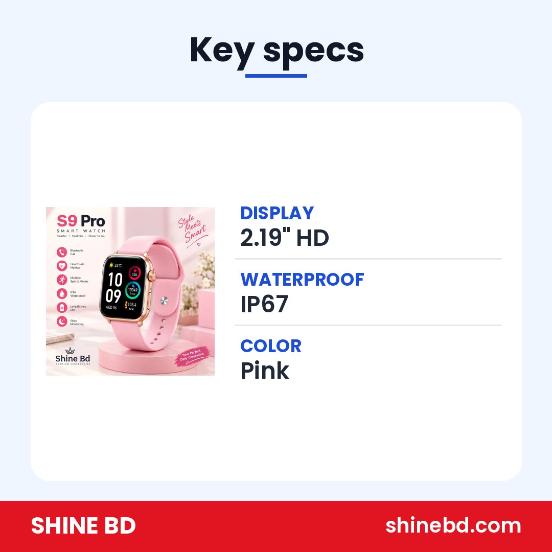 S9 Pro Smartwatch – 2.19″ HD Display & Bluetooth Calling