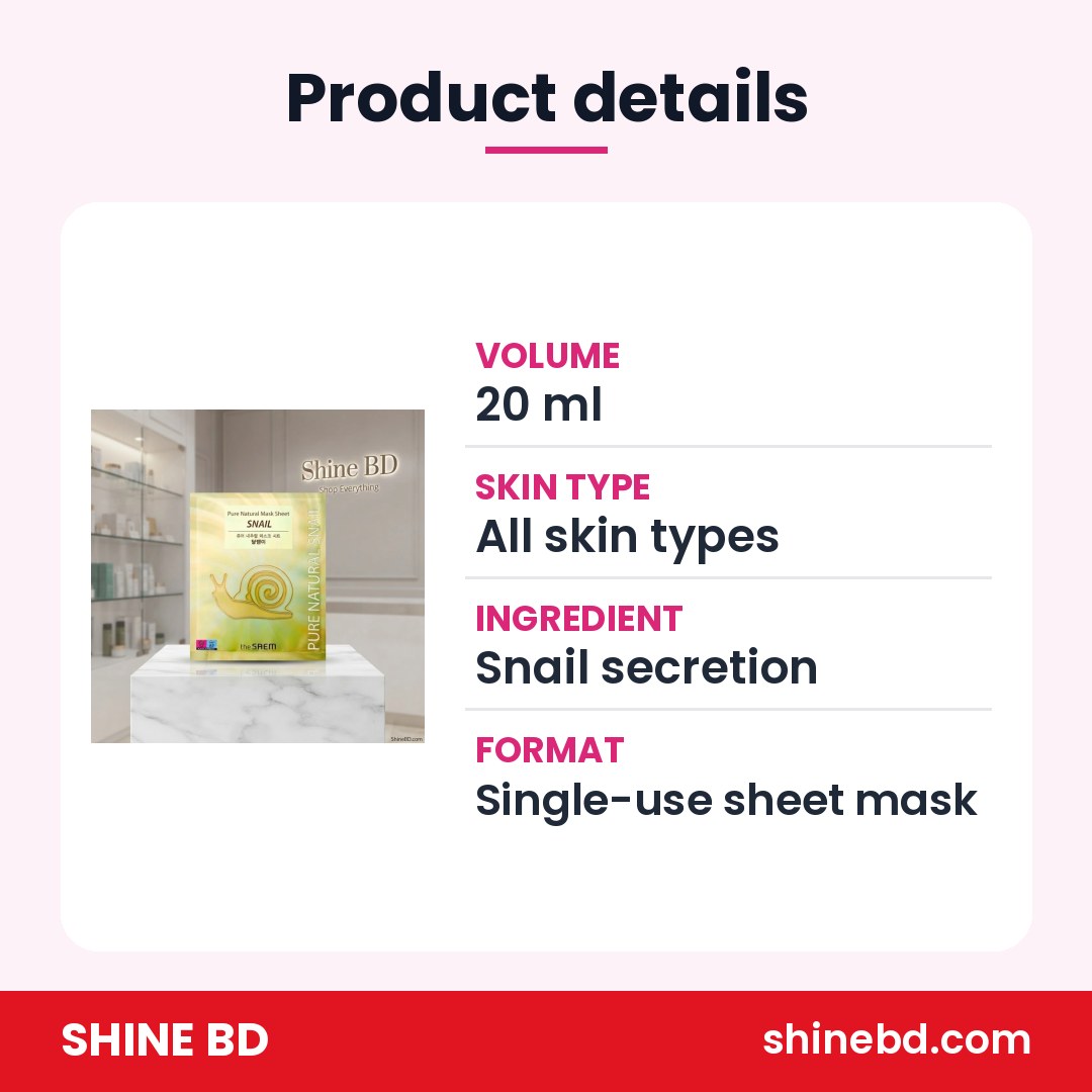 The Saem Pure Natural Mask Sheet Snail 20 ml